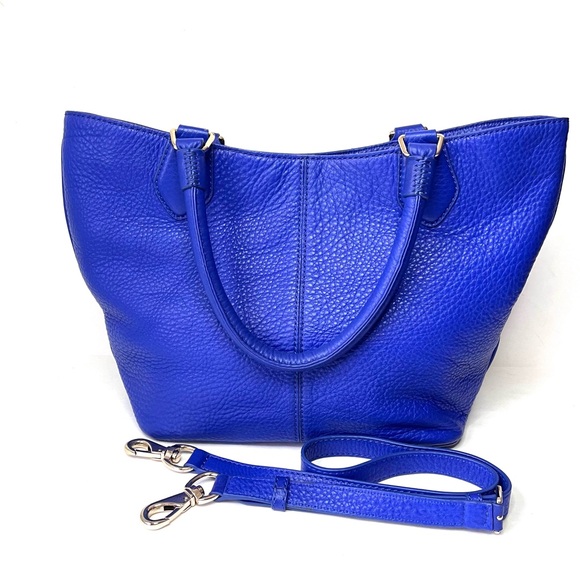 Cole Haan Blue Pebbled Leather Tote Crossbody Bag - Picture 3 of 14